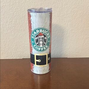 Starbucks Red White Black Santa Belt Holiday Tumbler